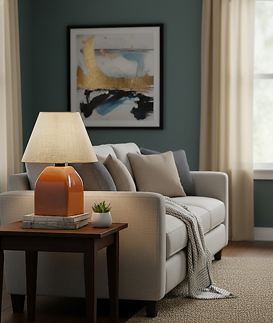 Dekoratif Kare Prizma Kızıl kahve Abajur AB034