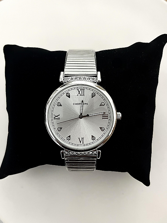 Silver Taş Detaylı Büyük Yuvarlak Saat