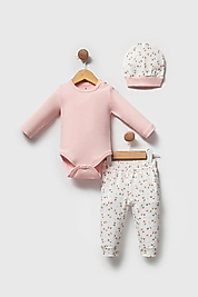 LALE BASKILI KIZ BEBEK 3 LÜ TAKIM