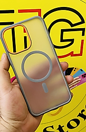 İphone 15 Pro Max Magsafe Filtre Detaylı Gri Telefon Kılıfı