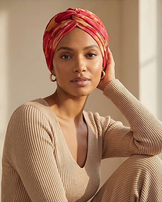 Önü düğümlü dolgulu bone Desenli