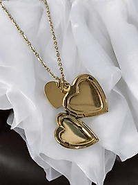Jade'm Gold Paslanmaz Çelik Kapaklı Kalpli kolye
