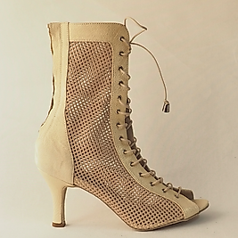 Kadın High Heels Dans Ayakkabıları Performans Profesyonel Balo Salsa Dans Ayakkabıları File Bot - Bej