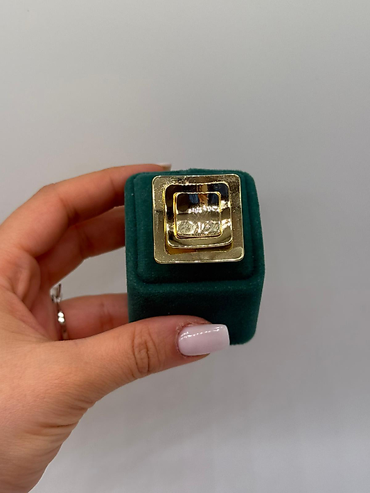 Katmanlı Kare Gold Yüzük