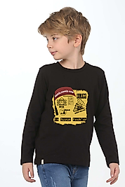 Erkek Çocuk Uzun Kollu Bisiklet Yaka "Abdülhamid Han"  Baskılı Tişört Mevsimlik Pamuklu