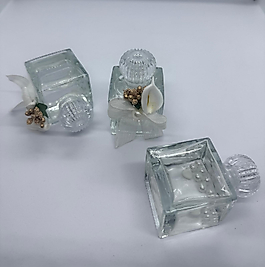 50 cc Kare Cam Kolonya  Kristal Kapaklı Nikah Söz Nişan Mevlüt