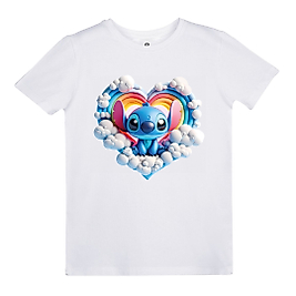 Stitch Kalp & Bulutlar Sevimli Tasarım – Çocuk Tişörtü