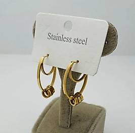 Sallantılı Gold Çelik Küpe