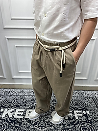 Keten Baggy Jogger Pantolon - Kahverengi