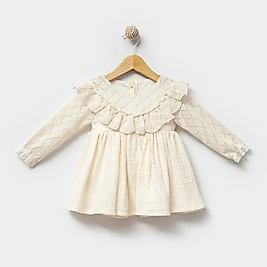 KARDELYA BEBE DANTELLİ KIZ BEBEK ELBİSE