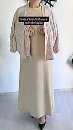 Nakışlı Ayrobin Kısa kimono krem kod:14