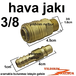 HAVA JAKI 3/8 PRİNÇ SOKETLİ KOMPRASÖR HORTUM APARATI JAK SARI