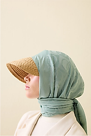 Imannoor Dama Desen Nil Yeşili Naia Pamuk Şal 70x200