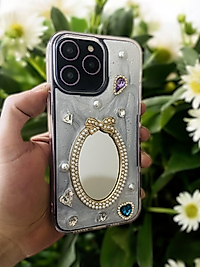 İPhone 12-12 Pro Uyumlu Aynalı Taşlı Telefon Kılıfı