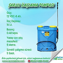 Şarjlı İlaçlama Pompası 16 Lt