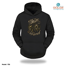 Motorcu Model Slimfit Kapüşönlu Hoodie Erkek kadın Sweatshirt