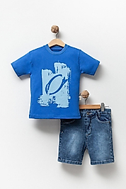 5-8 Yaş Erkek Çocuk Tişörtlü Kot Şortlu Takım