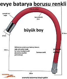 EVYE BATARYA BORUSU KIRMIZI RENK MUTFAK BATARYASI OYNAR PVC KAPLAMA MUSLUK BORUSU