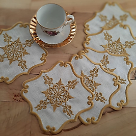Gold Nakışlı Kokteyl Peçetesi 6'lı Set