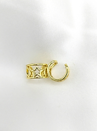 Yıldız ve Kalp Detaylı Çelik Ear Cuff (kıkırdak küpe)