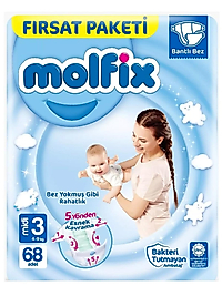 Molfix Bebek Bezi 3 Beden Midi Fırsat Paketi 68 Adet