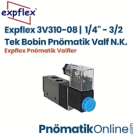 Expflex 3V310-08 |  1/4" - 3/2 Tek Bobin Pnömatik Valf N.K. Geniş Gövde