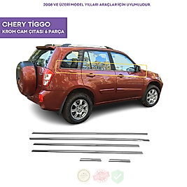 Chery Tiggo Krom Cam Çıtası 6 Parça 2008 Üzeri Paslanmaz Çelik