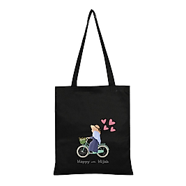 "Tesettürümle Mutluyum" Baskılı Omuz Çantası Gabardin Kumaş