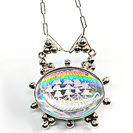 ANTİK GEMİ  HOLOGRAFİK NEGATİF OYMA KOLYE