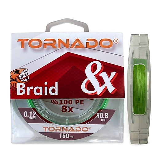 Tornado 0,12 mm 8x 150m İp Misina (Fıstık Yeşil)