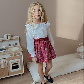 Yakası Nakışlı Payet Etekli Kız Çocuk Takım