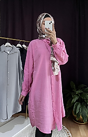 Pembe tensel gömlek