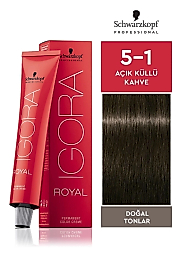 İGORA ROYAL SAÇ BOYASI 60 ML. (5-1 AÇIK KÜLLÜ KAHVE)