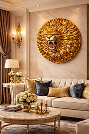 🦁 Fiberglass Aslan Duvar Dekoru – Gücün ve Asaletin Simgesi