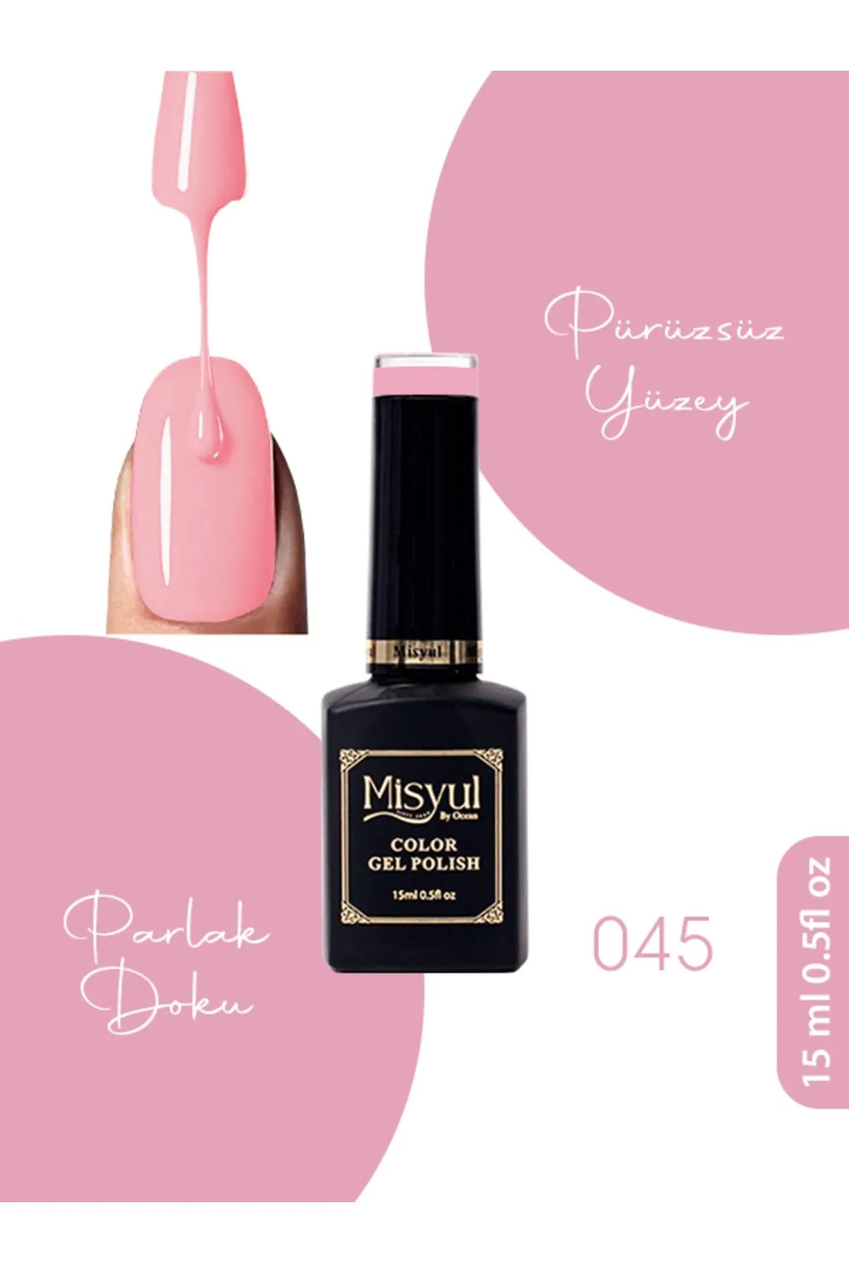 Misyul Kalıcı Oje 045, UV Led Kalıcı Oje Nail Art 15ml