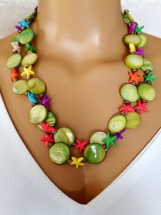 YEŞİL SEDEF TUKUAZ YAZLIK KOLYE