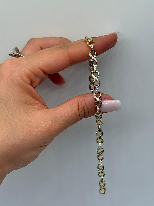 Xuping Sonsuzluk ve Kalp Detaylı Taşlı Bileklik