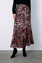 SATEEN ZEBRA DESENLİ SATEN UZUN KAHVE KETEK