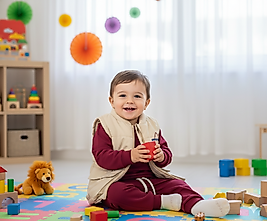 6 Ay 2 Yaş Arası Şişme Yelek, Sweat ve Eşofman Altlı Üçlü Erkek Bebek Takım