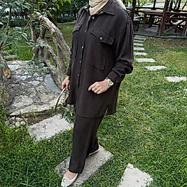 Tensel kot takım/acıkahve