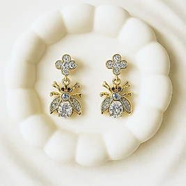 Gold Arı Taşlı Küpe