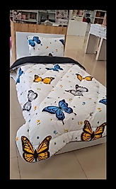 Tek kişilik welsoft uyku seti antrasit kelebek