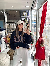 SİYAH LEOPAR HOLA BASKILI SWEATSHIRT