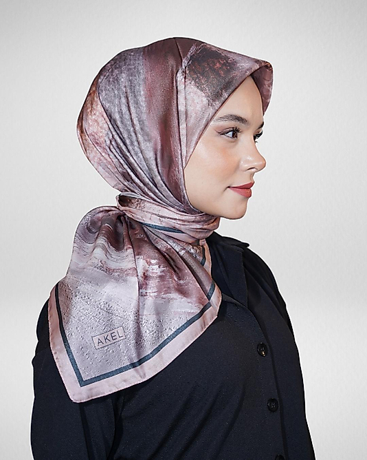 Dijital Kristal Eşarp Pastel Mermer Desenli