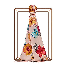 İPEKEVİ Pudra Petunya Desenli İpek Şa