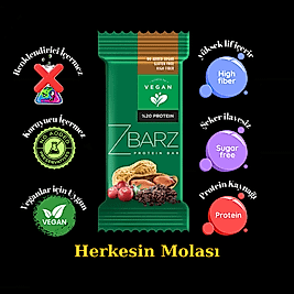 ZBARZ Yer Fıstıklı Vegan Proteinli Meyve Barı 12 li