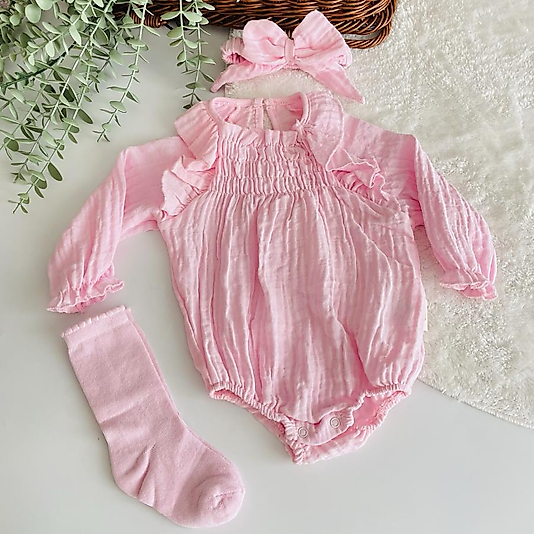 Namsos  Müslin Kız Bebek  3lü Romper Set