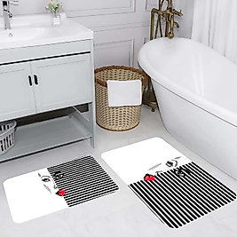 Rovigo Home Dijital Baskı Yıkanabilir Kaymaz 2 li Banyo Takımı