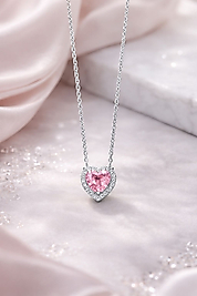 Kalbimin Işıltısı Pembe Kalp Kolye