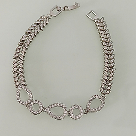 Çelik Silver Zirkon Taşlı 💧 Figürlü Kılçık Zincirli Bileklik